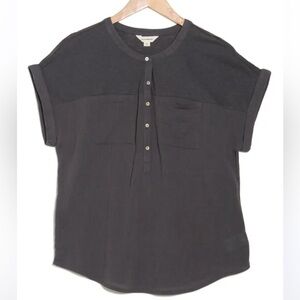 Lucky Brand Mixed Media Short Sleeve cotton modal blend Henley Top size M